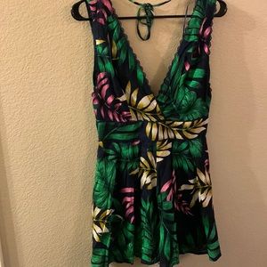 Palm print romper